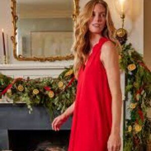 Lake Pajama Pima Scallop Tank Dress - Red